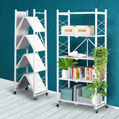 Foldable Storage Shelf Display Rack Bookshelf Bookcase Shelving Metal Organiser