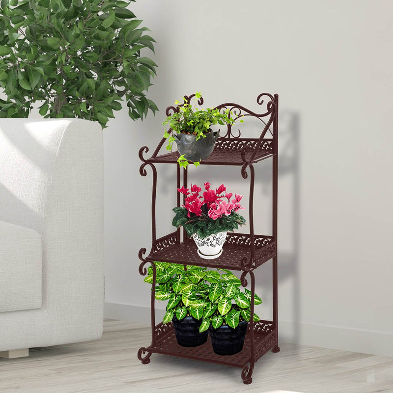 Levede Plant Stand 3 Tiers Outdoor Indoor Metal Flower Pots Rack Garden Shelf - Payday Deals