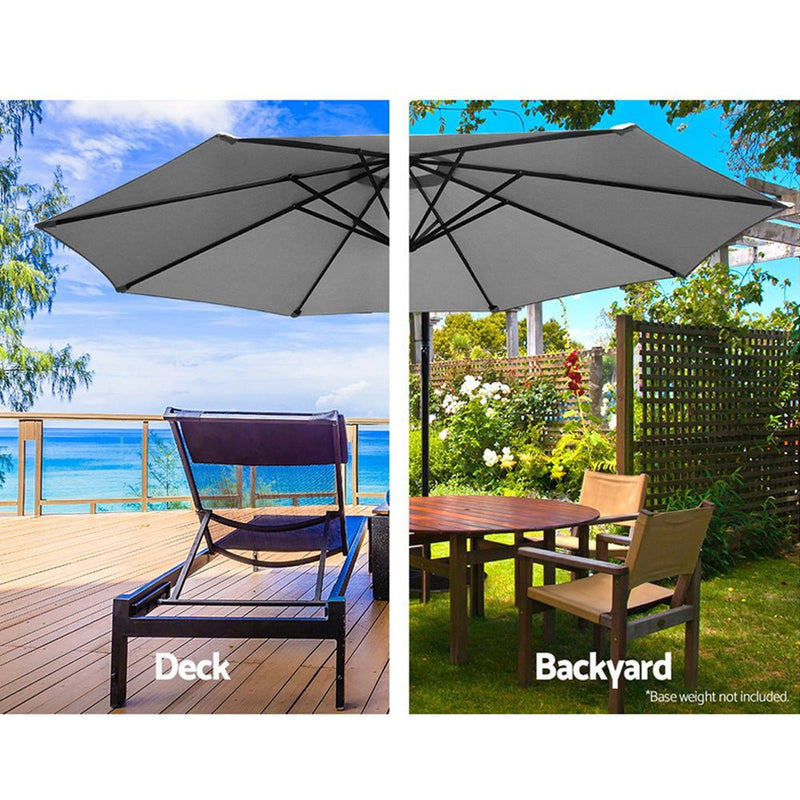 Instahut 3M Umbrella with 50x50cm Base Outdoor Umbrellas Cantilever Sun Stand UV Garden Grey
