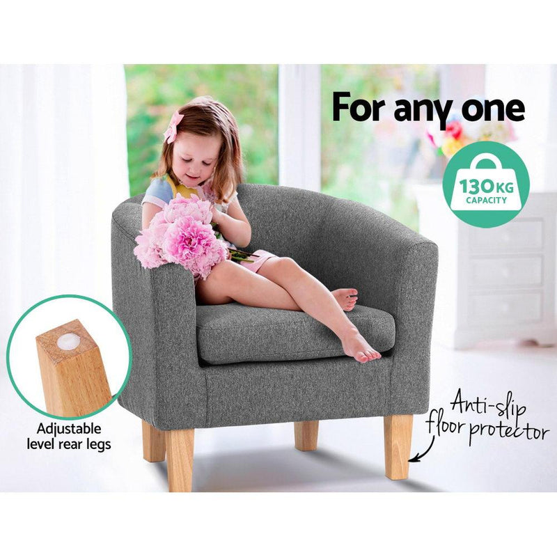Artiss Abby Fabric Armchair - Grey - Payday Deals