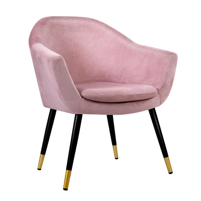 Artiss Armchair Lounge Chair Accent Armchairs Retro Single Sofa Velvet Pink Seat - Payday Deals