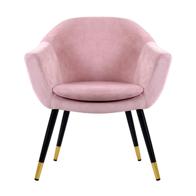 Artiss Armchair Lounge Chair Accent Armchairs Retro Single Sofa Velvet Pink Seat - Payday Deals