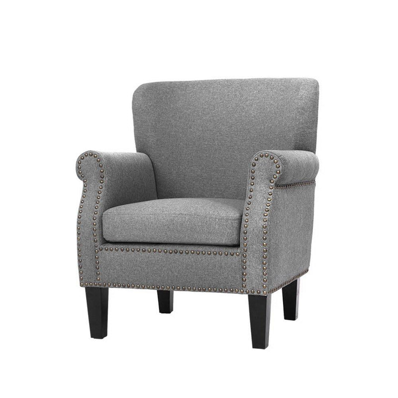 Artiss Armchair Accent Chair Retro Armchairs Lounge Accent Chair Single Sofa Linen Fabric Seat Grey - Payday Deals