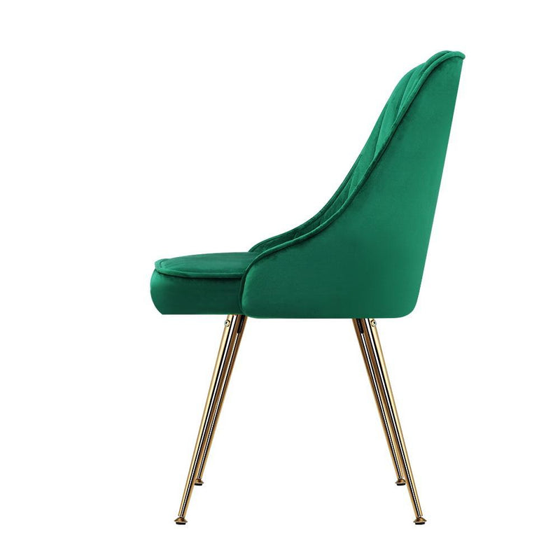 Artiss Set of 2 Dining Chairs Retro Chair Cafe Kitchen Modern Metal Legs Velvet Green - Payday Deals