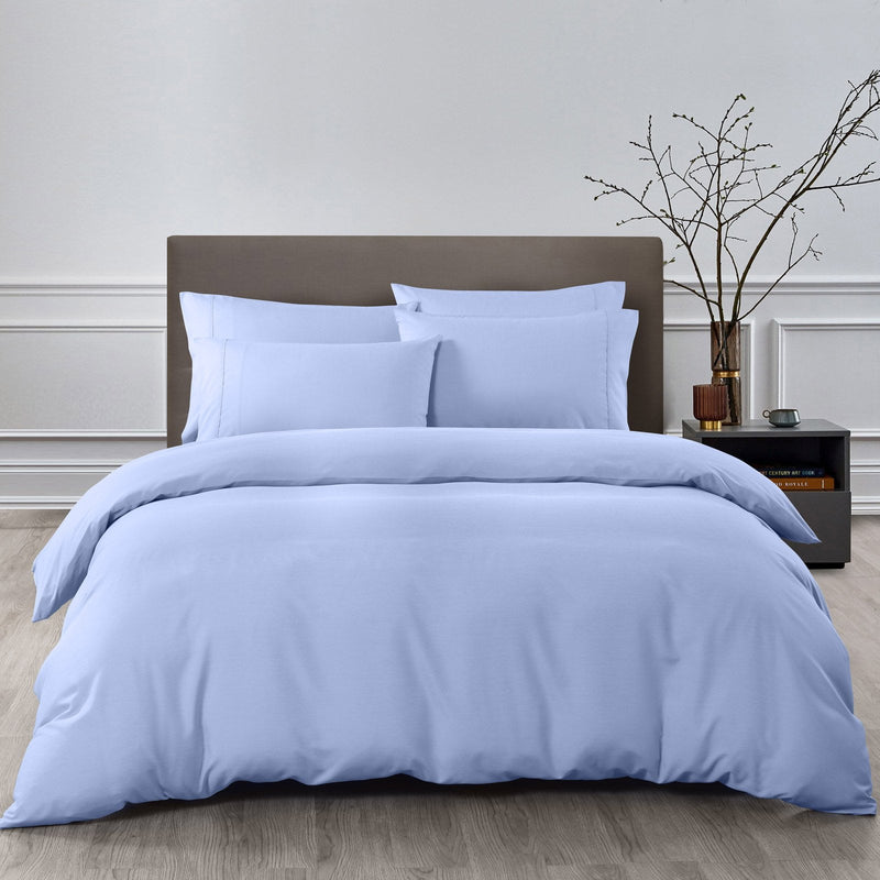 Royal Comfort 2000TC 6 Piece Bamboo Sheet & Quilt Cover Set Cooling Breathable - Queen - Light Blue - Payday Deals