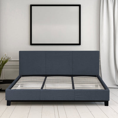 Milano Sienna Luxury Bed Frame Base And Headboard Solid Wood Padded Linen Fabric - King Single - Charcoal