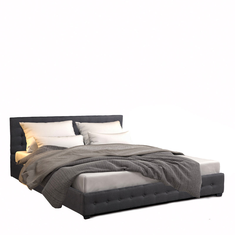 Milano Decor Eden Gas Lift Bed With Headboard Platform Storage Dark Grey Fabric - Single - Dark Grey