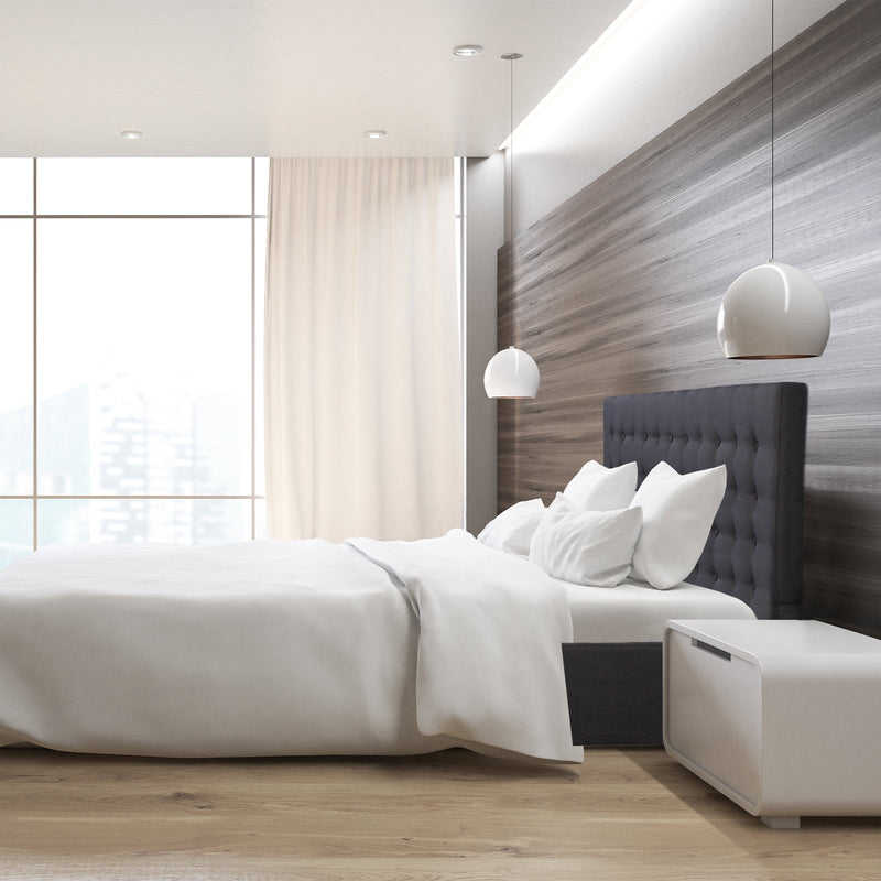 Milano Decor Eden Gas Lift Bed With Headboard Platform Storage Dark Grey Fabric - Double - Dark Grey