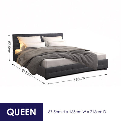 Milano Decor Eden Gas Lift Bed With Headboard Platform Storage Dark Grey Fabric - Queen - Dark Grey