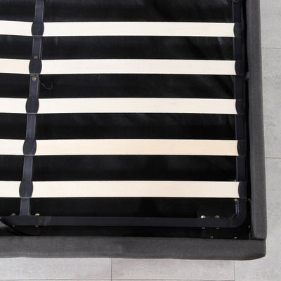 Milano Decor Eden Gas Lift Bed With Headboard Platform Storage Dark Grey Fabric - King - Dark Grey
