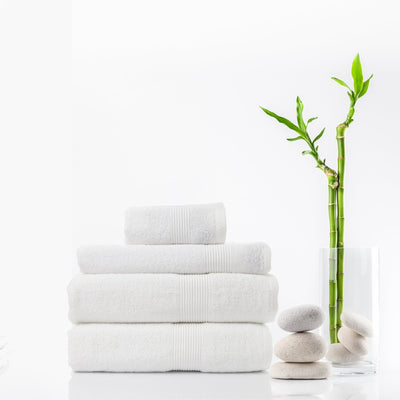 Royal Comfort 4 Piece Cotton Bamboo Towel Set 450GSM Luxurious Absorbent Plush - White - Payday Deals