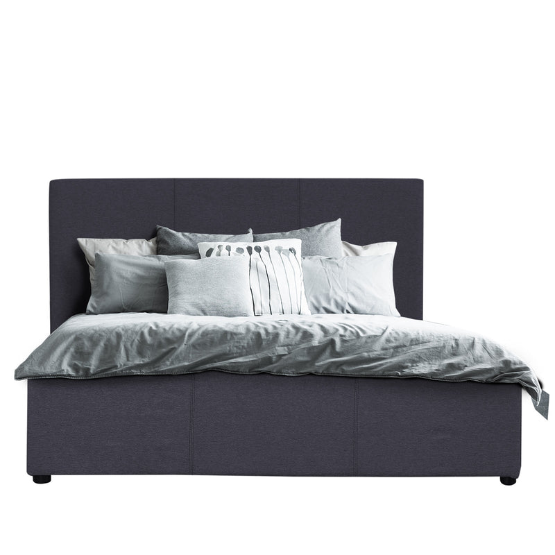 Milano Luxury Gas Lift Bed Frame Base And Headboard With Storage - Double - Charcoal