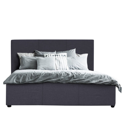 Milano Luxury Gas Lift Bed Frame Base And Headboard With Storage - Queen - Charcoal
