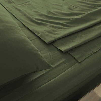 Royal Comfort 1000TC Hotel Grade Bamboo Cotton Sheets Pillowcases Set Ultrasoft - Queen - Olive