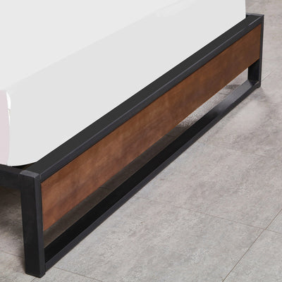 Milano Decor Sorrento Metal Wood Bed Frame Mattress Base Platform Modern Black - Single - Black - Payday Deals