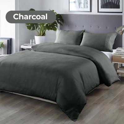 Royal Comfort Bamboo Blended Quilt Cover Set 1000TC Ultra Soft Luxury Bedding - King - Charcoal