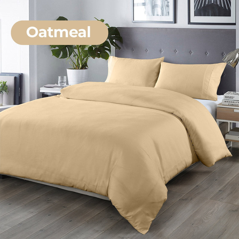 Royal Comfort Bamboo Blended Quilt Cover Set 1000TC Ultra Soft Luxury Bedding - King - Oatmeal - Payday Deals
