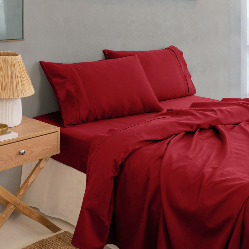 Royal Comfort 1000TC Balmain Hotel Grade Bamboo Cotton Sheets Pillowcases Set - Queen - Bordeaux