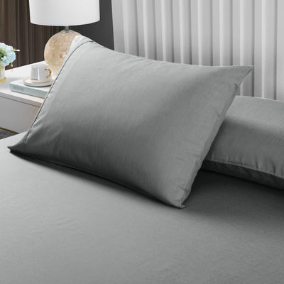 Royal Comfort 2000TC 3 Piece Fitted Sheet and Pillowcase Set Bamboo Cooling - Double - Mid Grey