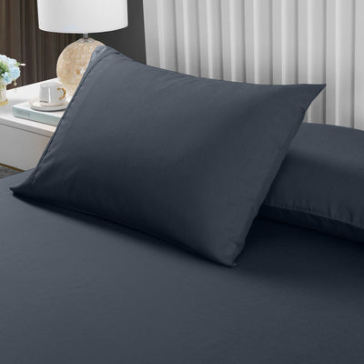 Royal Comfort 2000TC 3 Piece Fitted Sheet and Pillowcase Set Bamboo Cooling - Queen - Charcoal