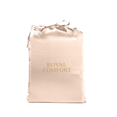Royal Comfort Satin Sheet Set 3 Piece Fitted Sheet Pillowcase Soft  - King - Champagne Pink