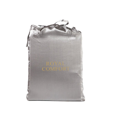 Royal Comfort Satin Sheet Set 3 Piece Fitted Sheet Pillowcase Soft  - King - Charcoal
