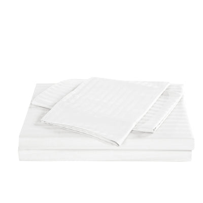 Royal Comfort Kensington 1200 Thread Count 100% Cotton Stripe Quilt Cover Set - Queen - White
