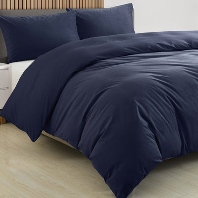Royal Comfort Velvet Corduroy Quilt Cover Set Super Soft Luxurious Warmth - King - Navy