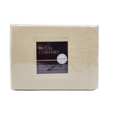 Royal Comfort Bamboo Blended Sheet & Pillowcases Set 1000TC Ultra Soft Bedding - Queen - Ivory - Payday Deals