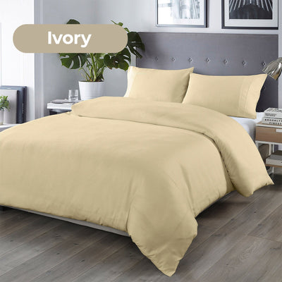 Royal Comfort Bamboo Blended Quilt Cover Set 1000TC Ultra Soft Luxury Bedding - Double - Ivory - Payday Deals