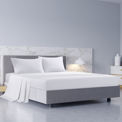 Royal Comfort 1000TC Hotel Grade Bamboo Cotton Sheets Pillowcases Set Ultrasoft - King - White