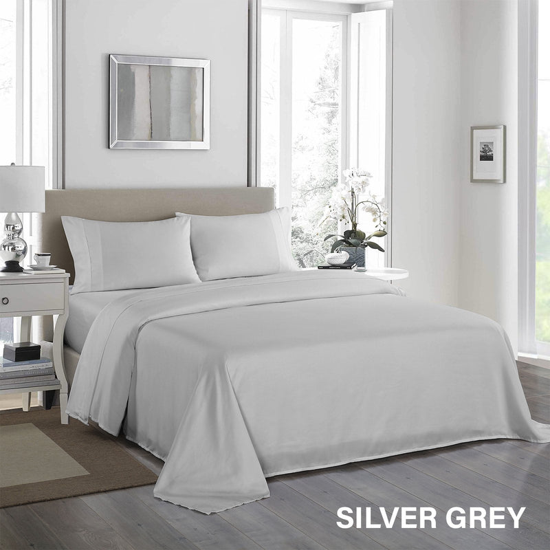 Royal Comfort 1200 Thread Count Sheet Set 4 Piece Ultra Soft Satin Weave Finish - King - Silver - Payday Deals