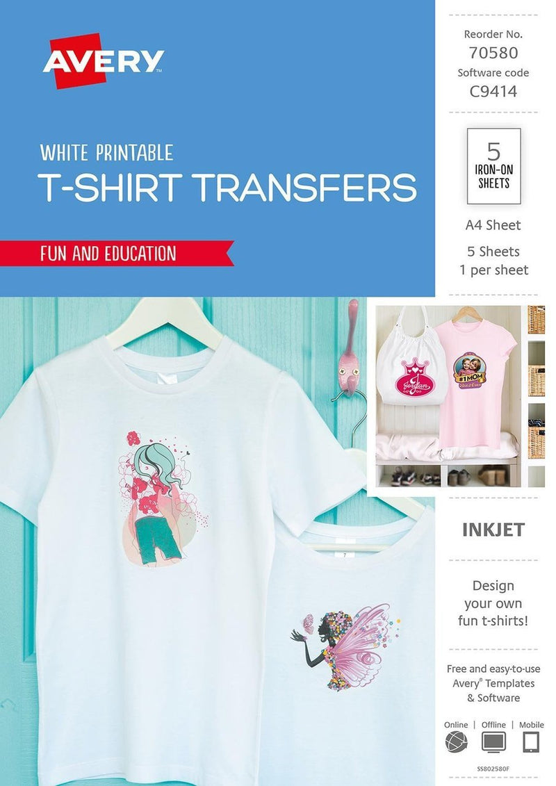 Avery Inspired T-Shirt Transfer - clear transfer sheets - 5 sheets