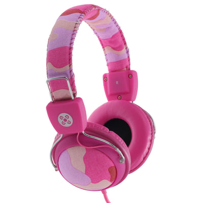 MOKI Camo In-line Mic Pink Headphones