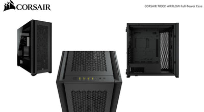 CORSAIR Obsidian 7000D AF Tempered Glass Mini-ITX, M-ATX, ATX, E-ATX Tower Case, USB 3.1 Type C, 10x 2.5\', 6x 3.5\' HDD. Black