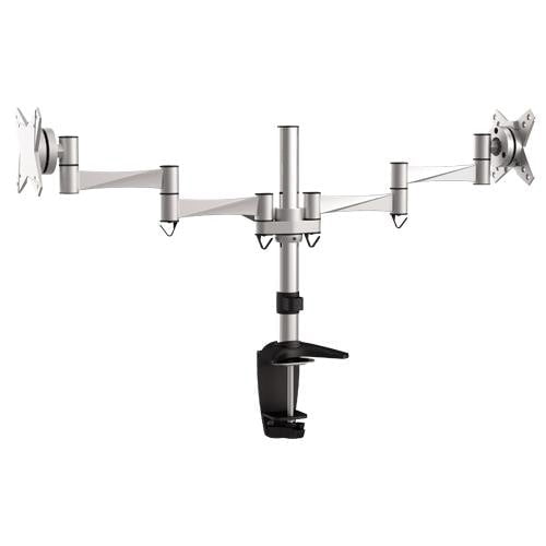 Brateck Dual Monitor Elegant Aluminium w/Arm&Desk Clamp Silver VESA75/100mm Up to27&
