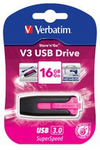 VERBATIM 16GB V3 USB3.0 Pink Store\'n\'Go V3; Rectractable