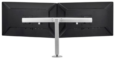 Atdec Black AWMS-R40 Dual display crossbar on 400mm post. Max load: 7kg per arm with HD F-Clamp - Dual display desk mount for up to two 27" monitor