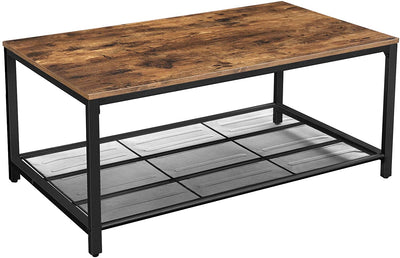 Coffee Table with Dense Mesh Shelf Rustic Brown - Payday Deals