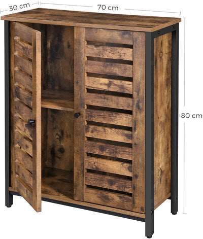 Standing Cabinet Sideboard with Louvred Doors Industrial Design Rustic Brown - Payday Deals