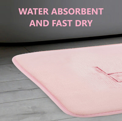 Extra Thick Memory Foam & Super Comfort Bath Rug Mat for Bathroom (60 x 40 cm, Pink)