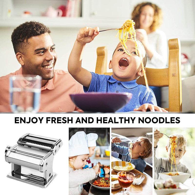 Pasta Maker Manual Steel Machine with 8 Adjustable Thickness Settings - Payday Deals