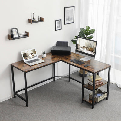 �L-Shaped Desk with Shelves