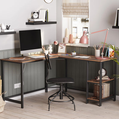 �L-Shaped Desk with Shelves