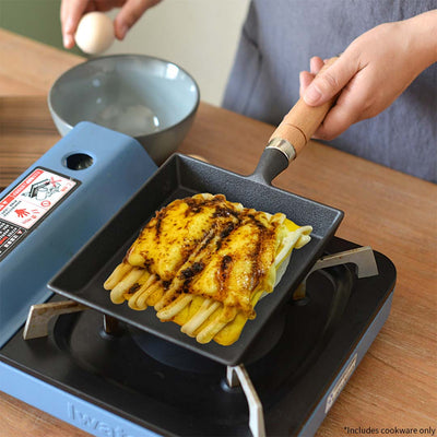 SOGA 2X Cast Iron Tamagoyaki Japanese Omelette Egg Frying Skillet Fry Pan Wooden Handle