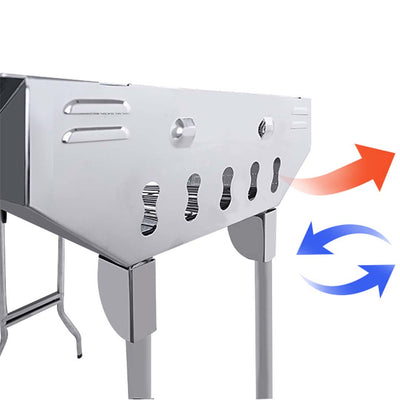SOGA 2X Skewers Grill with Side Tray Portable Stainless Steel Charcoal BBQ Outdoor 6-8 Persons