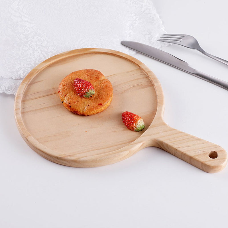 SOGA 2X 8 inch Round Premium Wooden Pine Food Serving Tray Charcuterie Board Paddle Home Decor