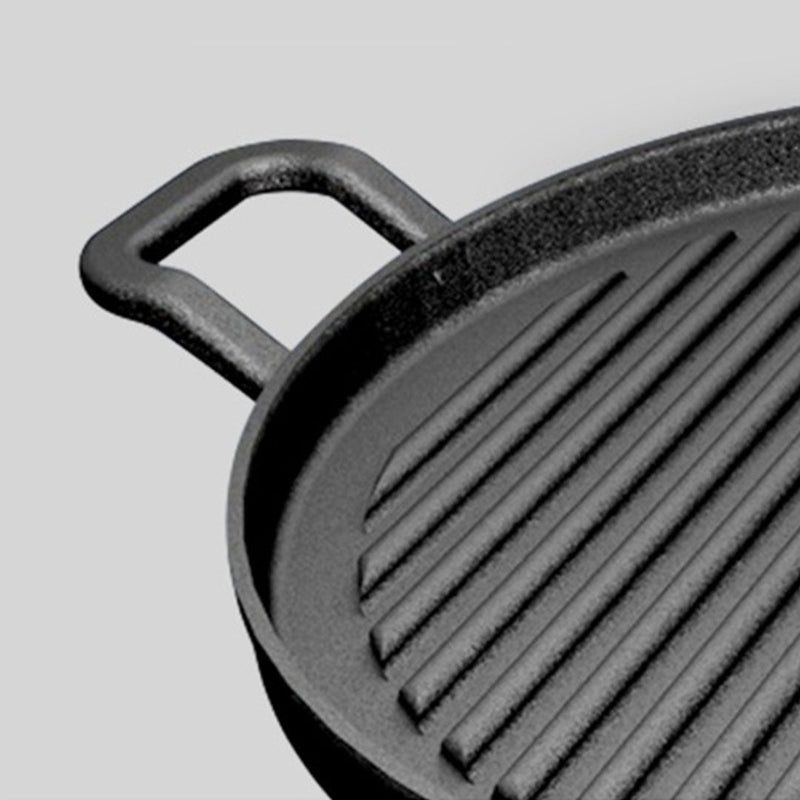 SOGA 28cm Ribbed Cast Iron Frying Pan Skillet Coating Steak Sizzle Platter