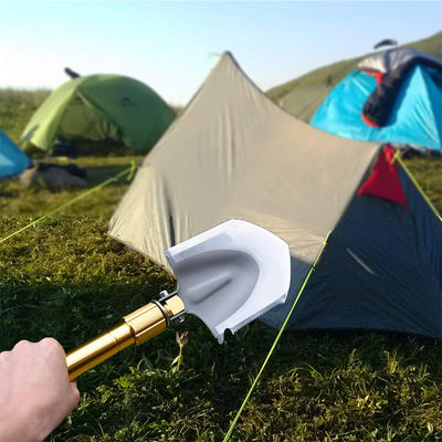 Multifunction Tactical Shovel Folding Camping Survival Tools Military Outdoor Gold