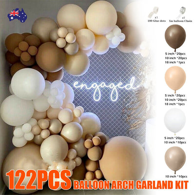 122X Coffee Balloon Arch Garland Kit Set Baby Shower Wedding Birthday Party Decor